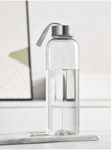 1 pieza Botella de agua portátil de plástico de 300ML/400ML/500ML, botella de bebida minimalista transparente, adecuada para el trabajo y los viajes, para exteriores, camping