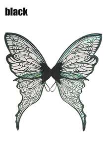 1件仙女蝴蝶翅膀，万圣节嘉年华派对表演道具，闪亮蝴蝶翅膀，新娘天使翅膀，女士嘉年华服装配饰，金箔彩色翅膀花朵头箍精灵耳朵（6种颜色可选） - 彩色 - 查看 15