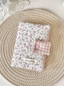 1Pc/Set Cute Floral Patchwork Book Jacket, Girls Hand Account Book Cover, White Collar Hand Account Book Journal, Diary Book Jacket, Portable Student Pocket Book Storage Case,Back To School Gift,Gift For Good Friends And Teachers
