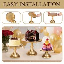Gold Cake Stands Gold Cupcake Stand, 6Pcs Dessert Table Display Set,3 Round Cake Pedestal Stand With 3 Cupcake Risers Stands For Party, Wedding, Birthday, Baby Shower, Anniversary - 金色 - 查看 4