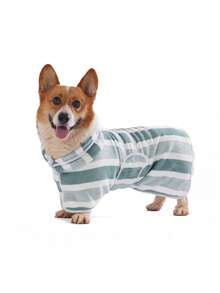 速干狗浴袍，条纹狗毛巾浴袍，吸水宠物浴袍，腰带可调节，超柔软材质 - 彩色 - 查看 30