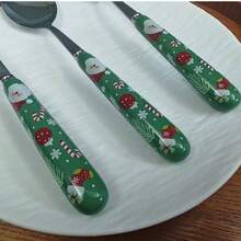 Set de 6/3 buc. cuțite și furculițe din oțel inoxidabil cu mâner ceramic de Crăciun cu desene animate creative, veselă Moș Crăciun și om de zăpadă, tacâmuri drăguțe, ustensile portabile, cadou de Crăciun, cadou de sărbători, esențial pentru masă