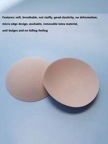 3pairs Natural Latex Ultra-Thin Round Breast Pads For Anti-Protrusion, Breathable Sports Bras, Yoga Wear And Swimwear - Apricot - View 7
