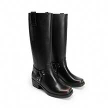 Women's Motorcycle Boots Side Zipper Knee High Boots Square Toe Chunky Low Heel Buckle Decorated Biker Fashion Stylish Riding Boots Festival Dresses For Woman - Rỉ Nâu - Xem 8