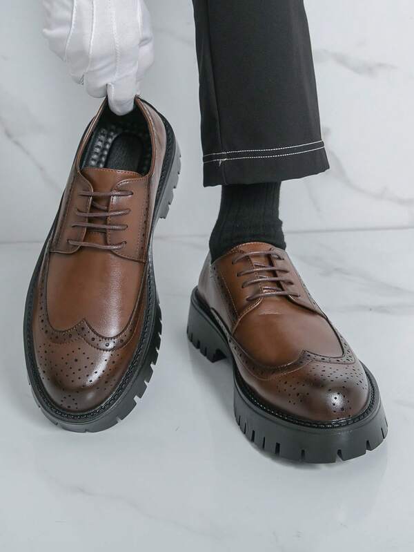 Classiche scarpe da uomo con suola spessa e decorazione a nappina, che aumentano l'altezza, versatili, adatte per guida e pendolarismo, nuove scarpe brogue in pelle, scarpe casual in pelle con suola morbida per occasioni formali, adatte per primavera/autunno, scarpe da cerimonia per testimoni e sposo