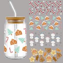 مجموعة من 4 أغلفة أكواب بلاستيكية لاصقة ذاتية اللصق بطبعات موضوع عيد الميلاد، مقاومة للماء والخدش، ورق نقل بلوري ثلاثي الأبعاد للأكواب والزجاجات - ملصقات عالية الجودة (4.3 بوصة * 9.4 بوصة) - متعدد الألوان - مشاهدة 1