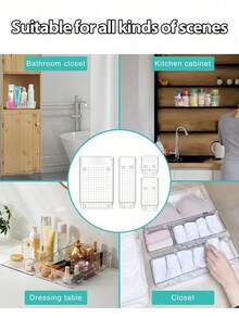 1/4/7/11/16/25 Pcs Drawer Style Makeup Organizer Box Set, Transparent Drawer Storage Boxes, Multi-Size Trays, Multi-Functional Storage Box, Can Store Cosmetics, Clothes, School Supplies, Small Tools And Tableware, Ideal For Vanity, Kitchen, Office Drawers, Great For Women's Organization, Travel, Autumn Decor, And Halloween Decor