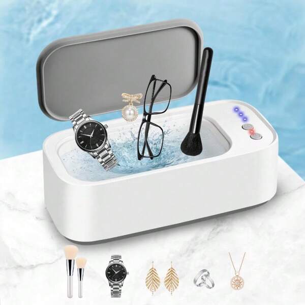 2025New Small Cleaning And Care Device | Personal Glasses Cleaner | Watch Cleaning Machine | Micro USB | Long Battery Life | Suitable For Caring For Jewelry/Braces | Ultra-High Frequency Fully Automatic|Three Level Adjustment | Deep Cleaning