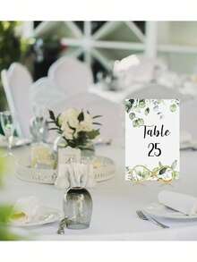 31 peças Números de Mesa de Casamento Dupla Face Dourados 1-25/30 com Número de Mesa Principal - Design de Eucalipto Verde, Adequado para Casamento, Aniversário e Decoração Central da Festa do Chá de Panela, Cartões Dupla Face de Eucalipto Verde Decoração Central da Festa para Casamento, Chá de Bebê, Aniversário, Chá de Panela (Dourado, Preto)