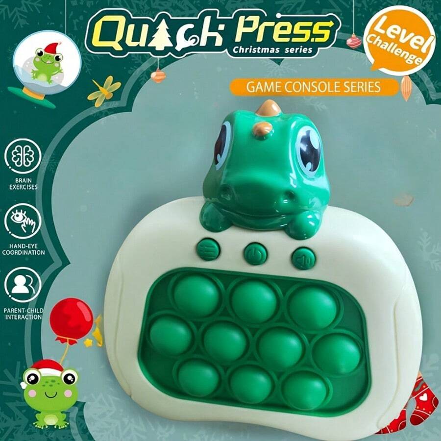 Quick Push Decompression Game Glow Decompression Toys Electric Popular Bubble Game Controller Handheld Puzzle Game Sensory Toys Children's Christmas - 綠色 - 查看 1