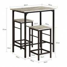 SoBuy OGT10-PF, Bar Set-1 Bar Table And 2 Stools, Home Kitchen Breakfast Bar Set Furniture Dining Set - 灰色 - 查看 2