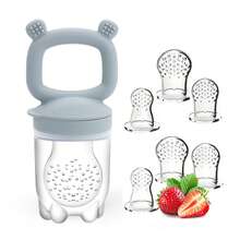 7pcs Silicone Baby Food Feeder, Cute Bear Shaped Infant Fruit Feeder Pacifier, Includes 6 Extra Silicone Food Pouches, Christmas, Halloween, Thanksgiving Gift - Multicolor - View 4