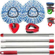 4 Pack Mop Replace Heads For O Cedar Rinse Clean 2 Tank System, Spin Mop Replacement Head, Fluffy Microfiber OCeda Mop Refill Replace Head, Machine Washable - 藍色 - 查看 1