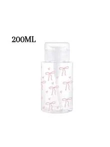 Pink Bow Design Refillable Transparent PET Travel Makeup Remover Bottle With 3.38oz/6.76oz Portable Pump, Suitable For Nail Polish Remover, Toner And Makeup Remover, Dome-Shaped Design, Hand Wash Only, Reusable, Essential For Travel And Vacation - Multicolor - View 10