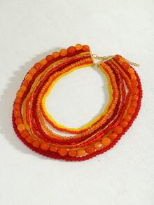 1 件手工串珠波西米亚风格多巴胺蝴蝶项链，多层手工串珠项链，带人造天然宝石，适合日常佩戴、正式活动、派对、庆典，女士珠宝配饰 - 彩色 - 查看 17