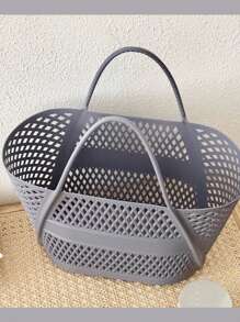 1pc / 2pcs Waterproof Plastic Basket, Bathhouse Carry Basket, Shower Bag Basket Tote For College Dorm Room Essentials Bathroom Gym Camp Quick Dry For Women Men, Bathroom Accessories, Room Decor - Multicolor - View 6