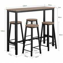 SoBuy OGT22-WN, Bar Set-1 Bar Table And 4 Stools, Home Kitchen Breakfast Bar Set Furniture Dining Set - Black - View 2