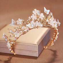 1 Peça Coroa de Princesa com Borboleta e Floral na Moda, Acessório de Cabelo Elegante para Noiva, Não Lavável, Adequado para Casamentos, Aniversários e Apresentações em Palco - Adequado para Pessoas com 15 Anos ou Mais.