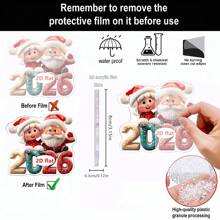 1/4pcs 2026 Santa Claus Decoration Ornament - 2D Acrylic Cartoon Santa Claus Snowman Car Rearview Mirror Decoration Ornament, Fun Keychain Bag Accessory, Christmas Tree Home Decor