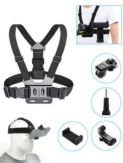 1 Set Ski Chest Strap Mount Compatible With GoPro Hero 9 Black, 8 Black, Hero 7, Hero 6, 5, 4, Chest Mount Harness For GoPro Hero (2018), Fusion, Osmo Action Camera, Adjustable Chest Strap With J-Hook Compatible With GoPro Hero 13 12 11 10 9 8/AKASO EK7000 Brave 4 7/Vemont/WOLFANG/Surfola/Icefox
