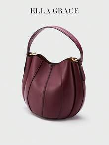 ELLA GRACE-Burgundy Premium Leather Bucket Bag With Matching Zippered Wallet - Elegant & Practical For Daily And Casual Use, Fashionable Burgundy Bag - Burgundy - View 6