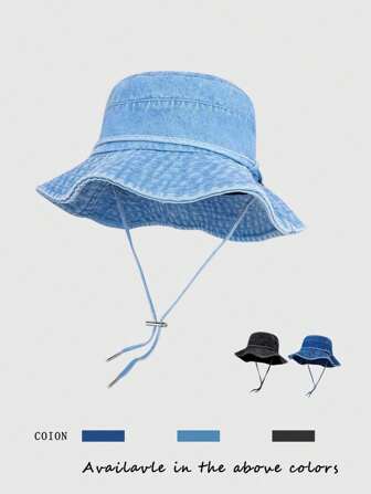 1 pieza Sombrero de cubo de ala ancha de unicolor, sombrero de sol casual y deportivo, sombrero de cubo ajustable para deportes al aire libre (el negro tiene una ligera diferencia de color)