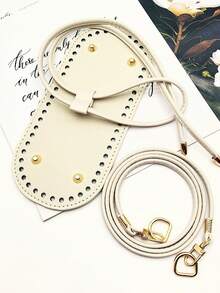 3 Piezas Kit de Fabricación de Bolsos DIY con Cadena, Base de Bolso de Cubo de PU y Correa para el Hombro, Accesorios de Bolso de Ganchillo