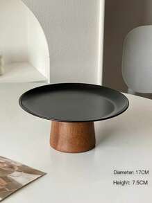 1 szt. stojak na ciasto ze stali nierdzewnej z drewnianą podstawą, talerz do deserów, wielofunkcyjna taca na owoce, odpowiednia do dekoracji stołu jadalnego, półmisek do serwowania w domu i kuchni, do użytku w czasie Ramadanu