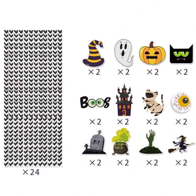 24 Counts Halloween Paper Straws,12 Accessory Patterns,Suitable For Family Gatherings, Holiday Parties And Daily Use - Multicolor - View 4