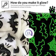 1pc Glow-In-The-Dark Halloween Themed Blanket With Bat, Witch Hat, Spider Web Elements, Creating A Mysterious Holiday Atmosphere, Suitable For Halloween Decoration Or Related Themed Scenes