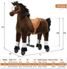 Battery-Free Mechanical Ride On Horse Plush Toy, Walking Action, M Size 4-9Y / L Size 7Y-Adult, Heavy Duty Load 165/187 LBS - Coffee Brown - View 4