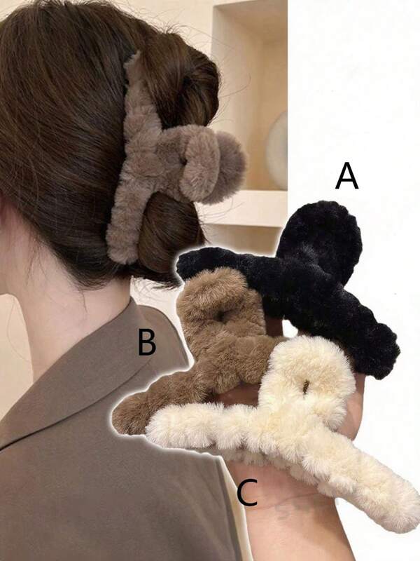 1-3 pièces Pinces à cheveux noires/blanches/brunes moelleuses de 11 cm pour femmes, accessoires capillaires élégants et polyvalents de haute qualité, convenant pour le port quotidien, les fêtes, les déplacements, le lavage du visage/des cheveux, le maquillage, l'assortiment de tenues. Pinces à griffes pour l'automne, accessoires décoratifs pour les tenues d'hiver et les vacances pour femmes