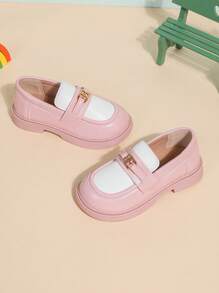 Kinderschuhe aus Leder, neue Mädchen Frühling/Herbst Schuhe mit weicher Sohle, Patchwork im britischen Stil, Prinzessinnen-Schuhe, rutschfeste Loafers mit weicher Sohle