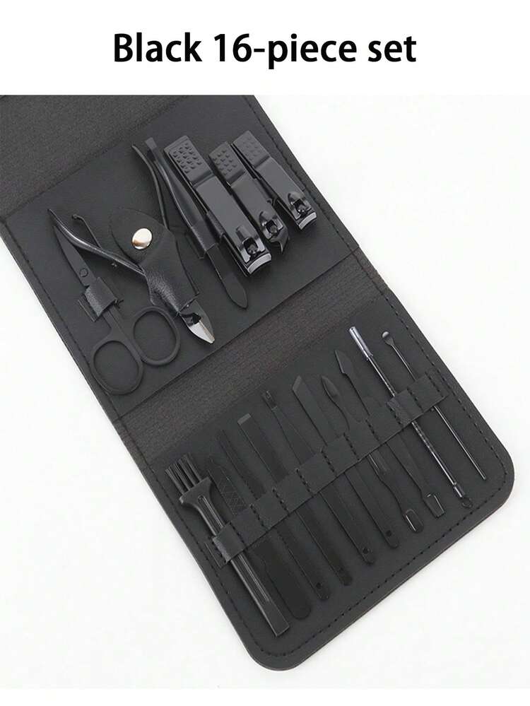 16pcs Professional Stainless Steel Manicure And Pedicure Set, Includes Nail Clipper, Scissor, Ear Pick And Travel Kit, Foot And Beauty Care Tools For Experts - Multicolor - View 17