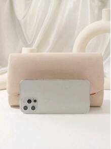 Beige Large Women Clutch Purse Evening Bag Prom Handbag With Detachable Chain For Wedding Velvet Elegant - Apricot - View 5