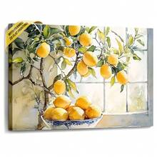 1pc 30*40cm(12x16inch) Vintage Abstract Framed Canvas Painting Art Print Lemon Plant Themed Elegant Canvas Painting Art Perfect For Living Room Bedroom And Office Ideal Gift For Any OccasionStretched And Framed Ready To Hang.