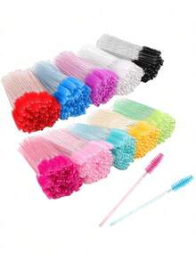 500/100/50/10pcs Mascara Brushes, Nylon Bristle Eyelash Brushes (Small), Unscented Eyebrow Extender, Pink And Black Brush Set, Eyelash Tools Essentials, Back To School Supplies, Women's Gift Eyebrow Brush, Eyeshadow Brush, Makeup Brush - Multicolor - View 15