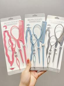 2 件/4 件/套黑色发夹，粉色发髻制作器及配件套装，粉色/黑色发饰，女孩马尾辫制作器新娘卷发制作器塑料环配件，发型设计工具