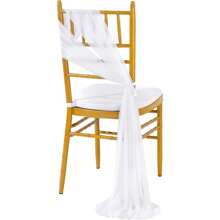 16pcs/Set 20x275cm White Chair Sash, Aisle Wedding Ceremony Decorative Sheer Organza Chair Cover Fabric