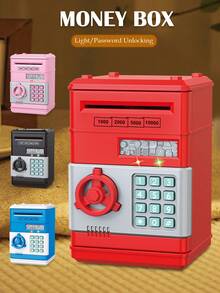 Large Capacity Electric Piggy Bank, Children's Coin Saving Box With Automatic Money Rolling, Simulated Sound Effects, Fingerprint & Password Unlock, Student Gift, Random Accessories (Batteries Not Included)