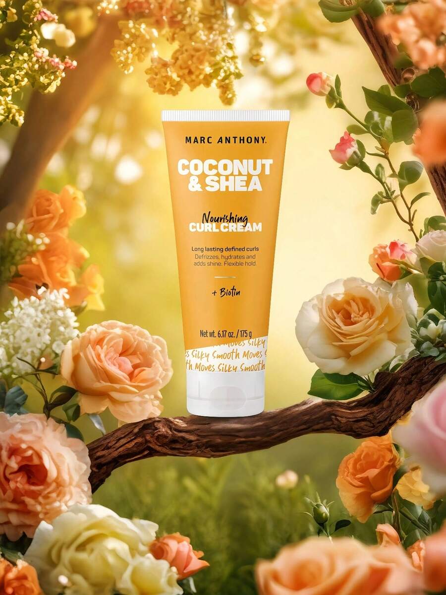 Nourishing Curling Cream, Coconut Oil, And Shea Butter - Anti Frizz Biotin Exfoliating Cream Enhances Curls, Dandruff, Moisturization, And Increases Shine - Color Safe Sulfate Free Styling Product