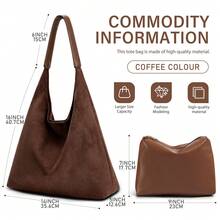 Coffee Suede Bags For Women Coffee Suede Tote Bag For Women Suede Bag Coffee Suede Purse Bag - 咖啡 - 查看 5