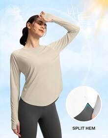 Womens Shirts UPF 50+ Lightweight Quick Dry Long Sleeve Workout Hiking Tops Outdoor - 燕麥粉紅 - 查看 3