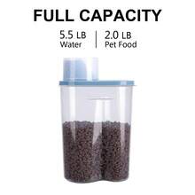 2 Pack 2lb/2.5L Pet Food Storage Container With Measuring Cup, Can Covers And Bowl For Small Dog, Cat, Waterproof - 藍色 - 查看 4