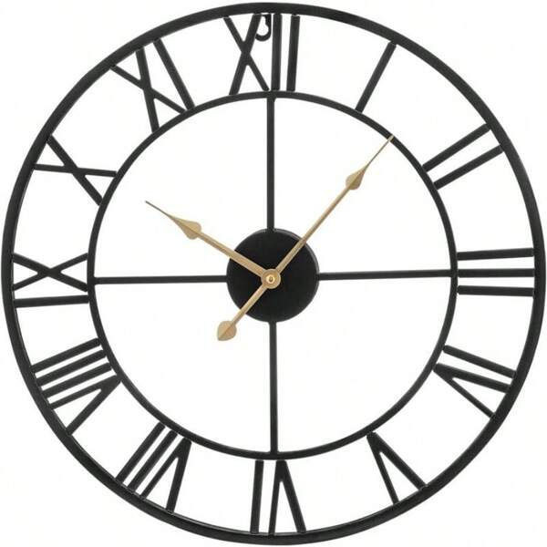LN COZY CORNER  Roman Numerals Wall Clock Metal Large Wall Clocks For Living Room 47cm(18.5inch) Vintage Clocks