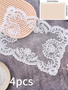 1/2/4/6pcs French Vintage Style Rectangular Lace Placemats, Embroidered Floral Line Design, Solid Color, Suitable For Dining Table, Bedside, Wedding, Hotel, Daily, Festival, Party, Home Decor, Dorm, Photography Background, All Seasons - Multicolor - View 17