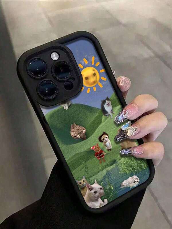 Verschönern Sie Ihr iPhone mit einer Katzen-Meme-Muster einfachen, verstärkten stoßfesten Handyhülle kompatibel mit iPhone
