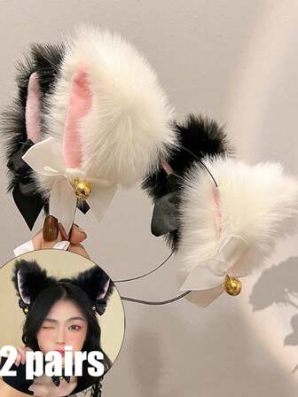 1/2 piezas Nuevo Clip de pelo con campana de oreja de gato linda, Accesorios de pelo de conejito, Tocado para fiesta de Halloween y Navidad