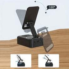 Soporte para teléfono plegable con altavoz Bluetooth inalámbrico y banco de energía, compatible con todos los teléfonos inteligentes y tabletas. - Negro - Ver 5