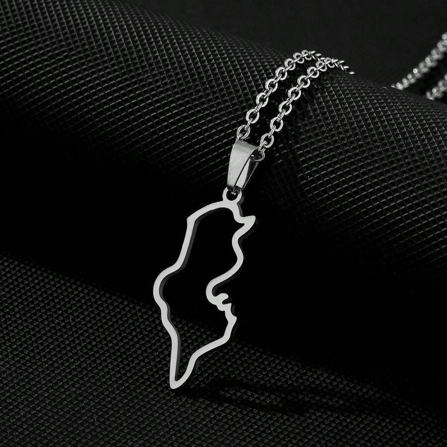 Tunesien Karte Cut Out Halskette | Edelstahl Hypoallergen | Exquisite Umrisse verkörpern den nordafrikanischen Charme'} {'translate_de':'Minimalistisches Design Tunesien Karte Anhänger